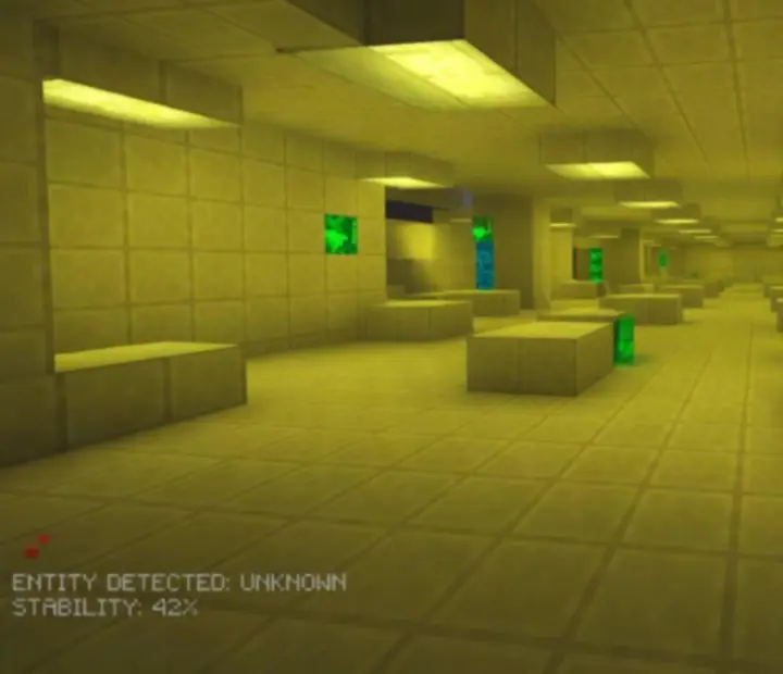 Minecraft Bedrock Backrooms style liminal hallways