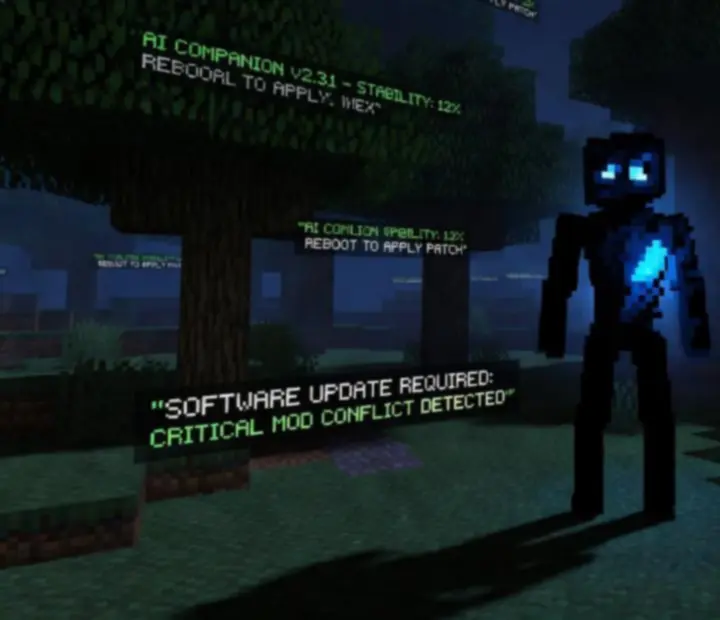 Night forest scene representing a Verity Mod update in Minecraft Bedrock